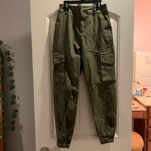 Army green cargo joggers